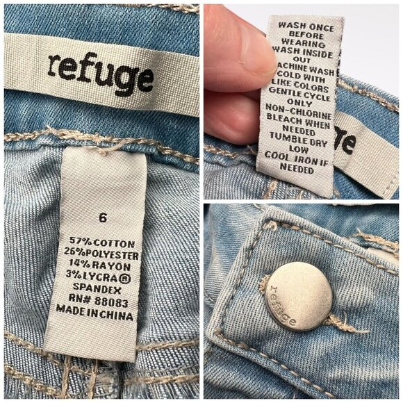 Refuge Distressed Ripped Light Wash Skinny Jeans Stretch Denim Size 6 - Picture 3 of 9